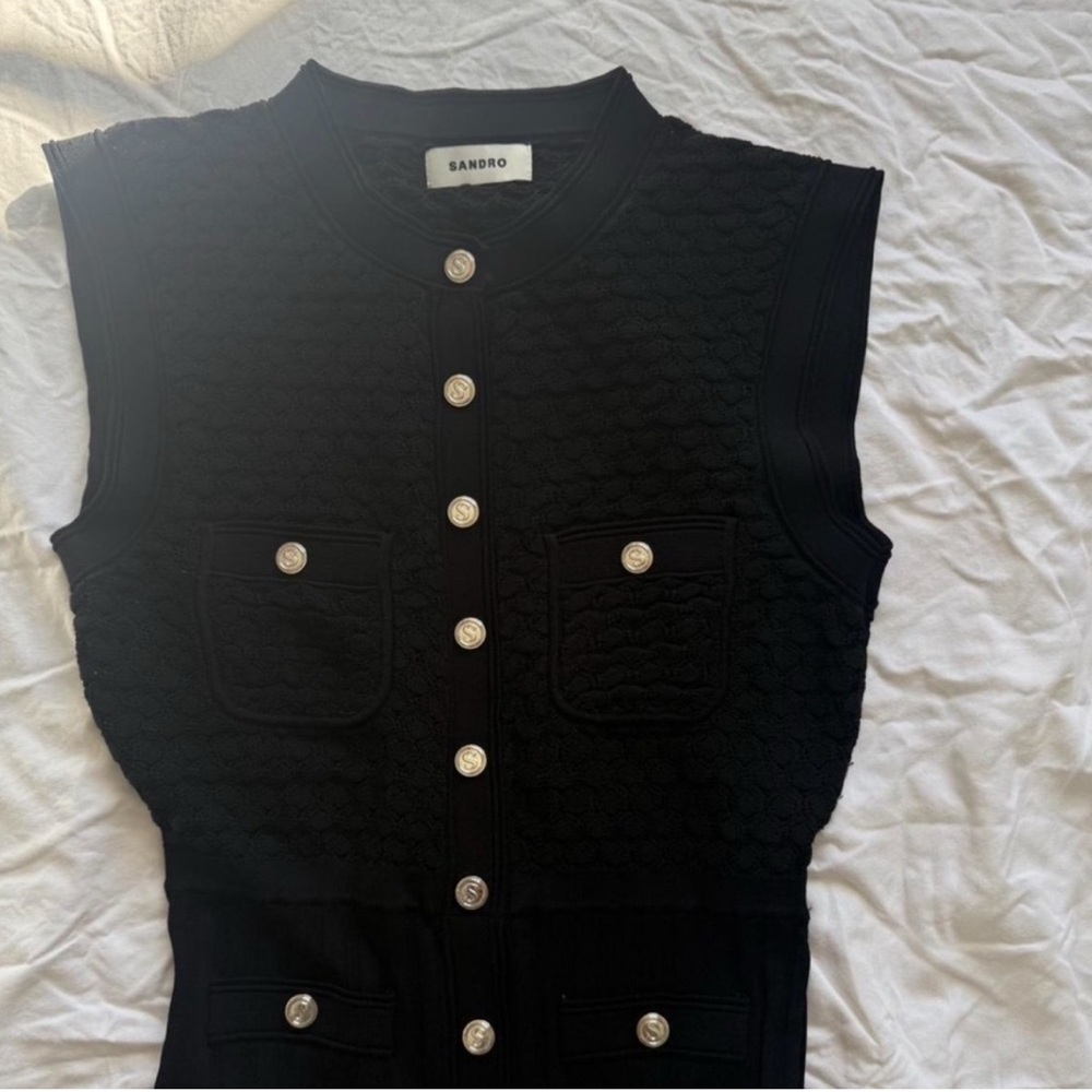 Sandro Black Midi Dress - Picture 3 of 7
